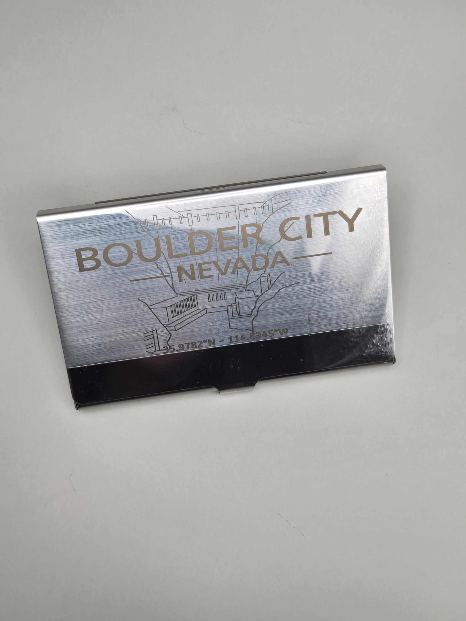 Hoover Dam Stainless Steel Business Card Holder