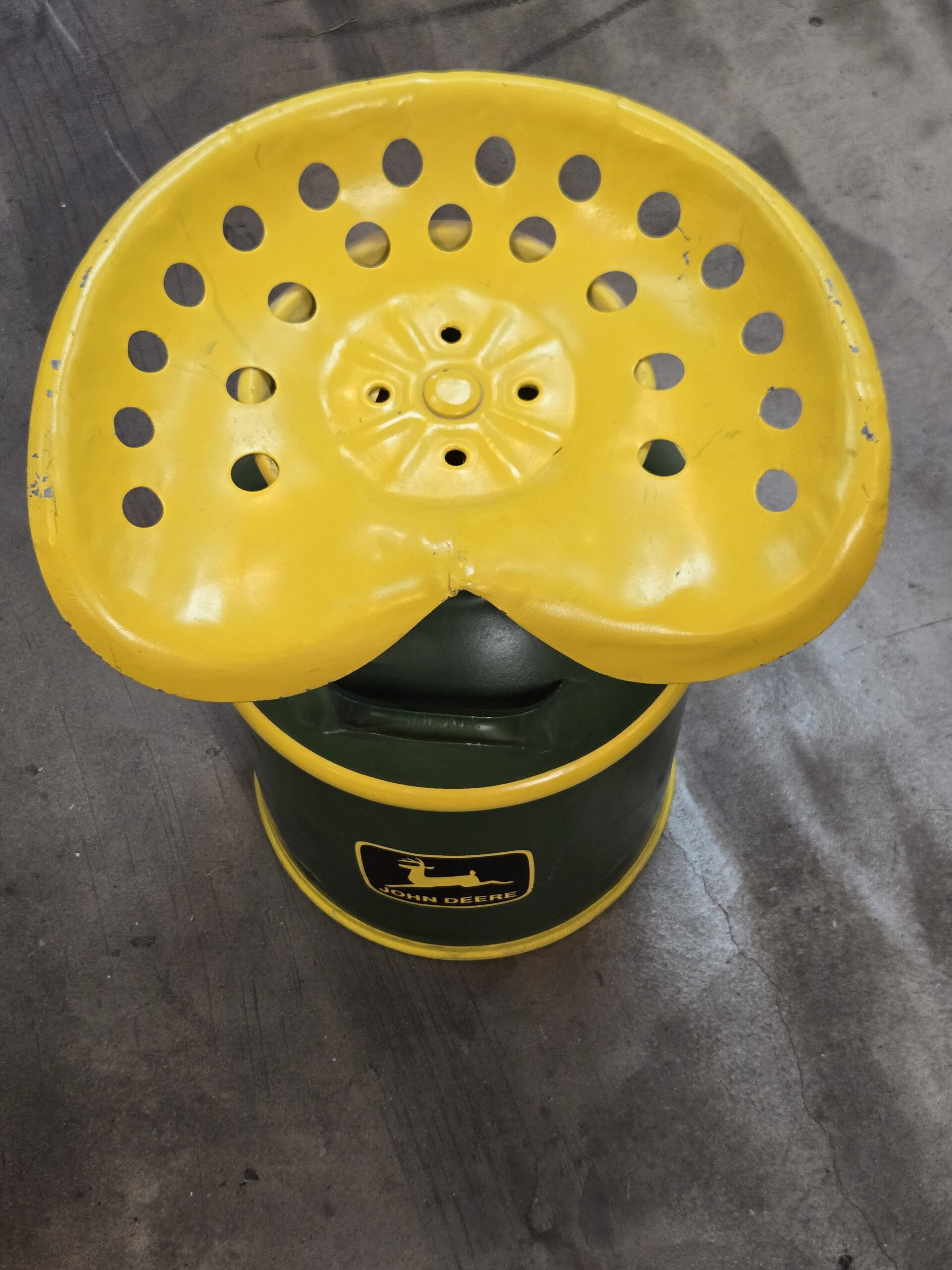 Vintage John Deere Tractor Seat Stool / Container – Green & Yellow Farm Decor
