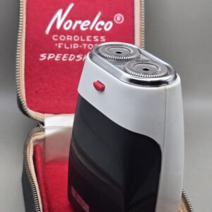 Vintage Norelco Cordless “Flip-Top” Speedshaver with Original Red-Lined Case